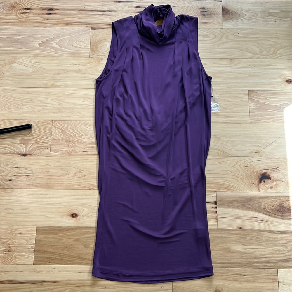 Alice + Olivia Plum Open Back Turtleneck Cocktail Dress | Size Small